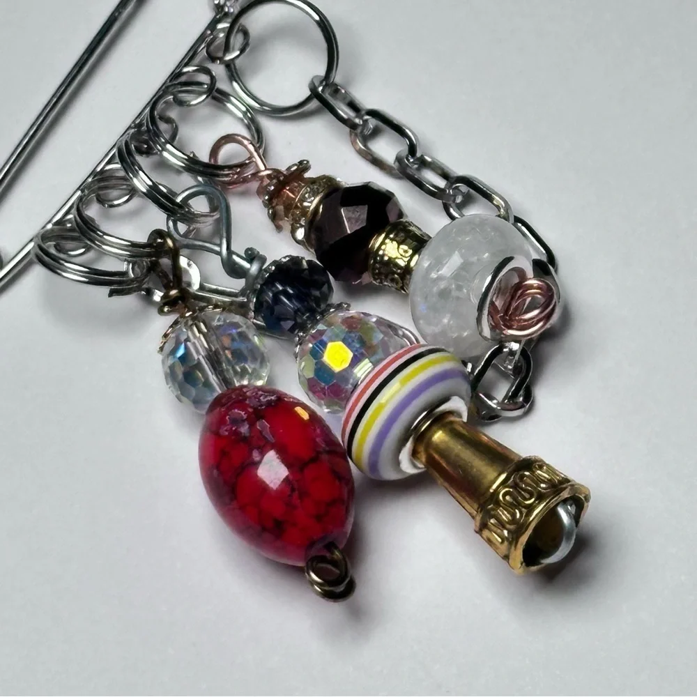 Brooch | Hand Crafted | Glass Beaded |  Pin Artisan Multicolor Wire-Wrapped OOAK